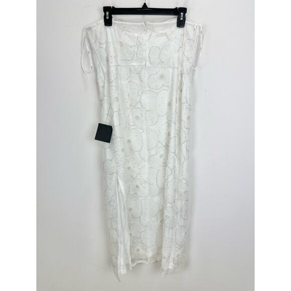 Lulus Loving Mentality White Tulle Beaded Strapless Midi Dress Cocktail XL NWT - Picture 9 of 12